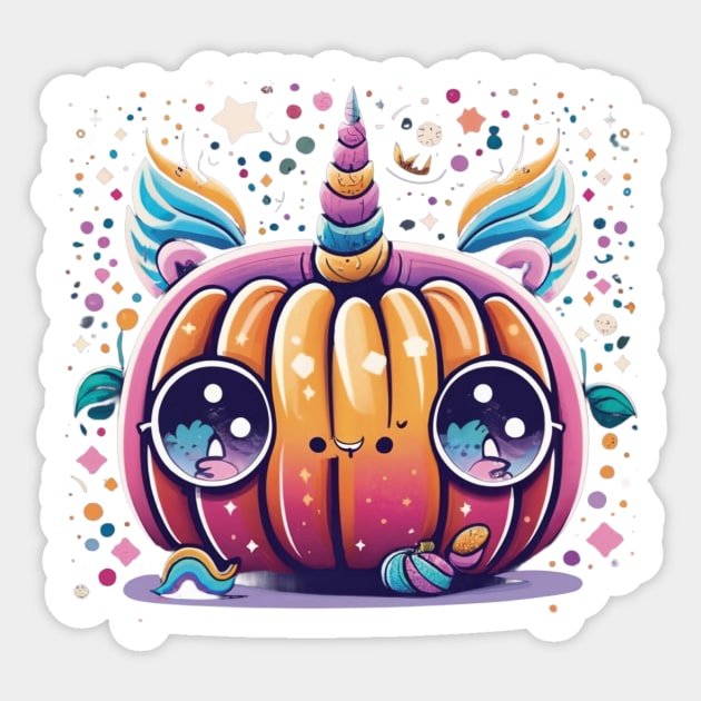 Cute Unicorn Pumpkin Funny Halloween Costume Sticker by Imou designs